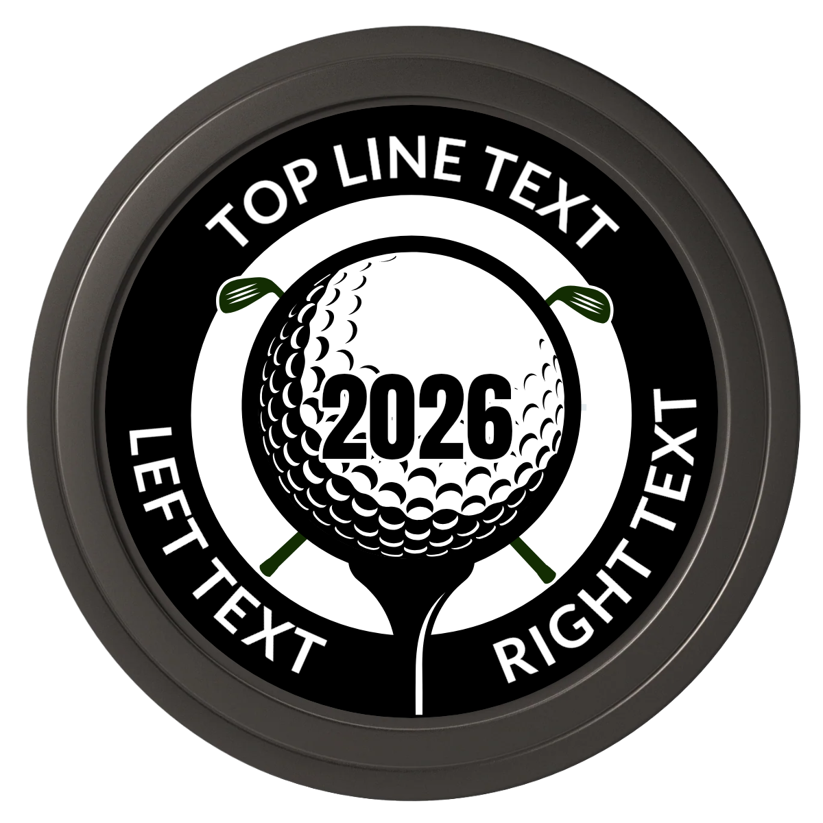 Tee it up Composite Poker Chips - Black / Solid - Front