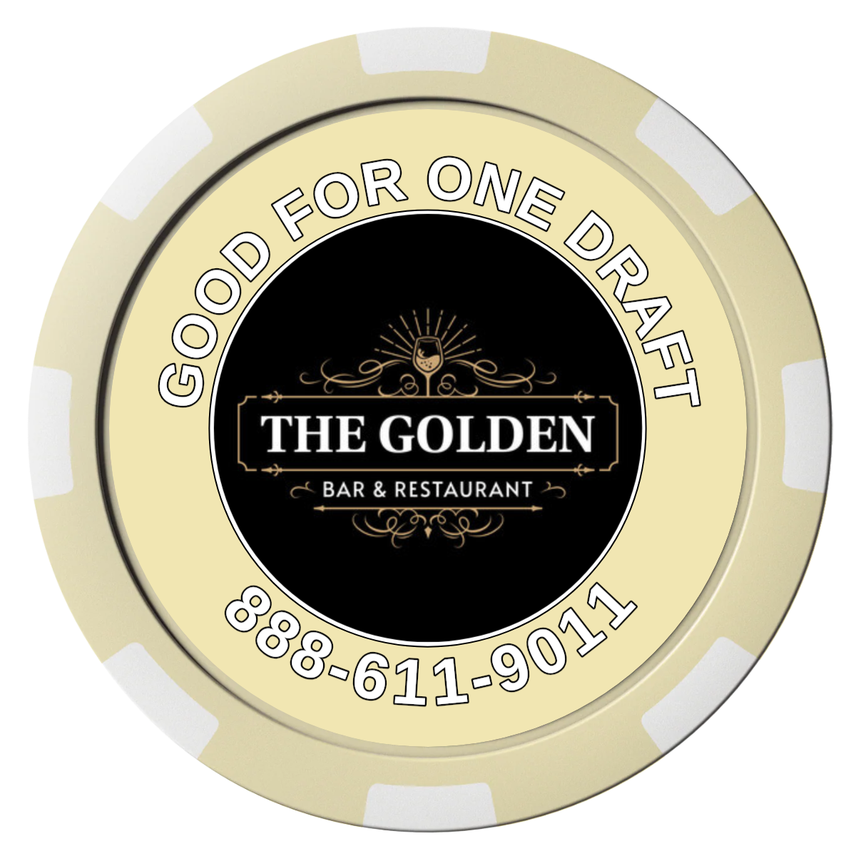 Branded Logo Bar Drink Token Composite Poker Chips - Ivory / 8 Spot - Front