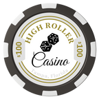 High Roller Casino Magnetic Composite Poker Chips - Black / 8 Spot - Front