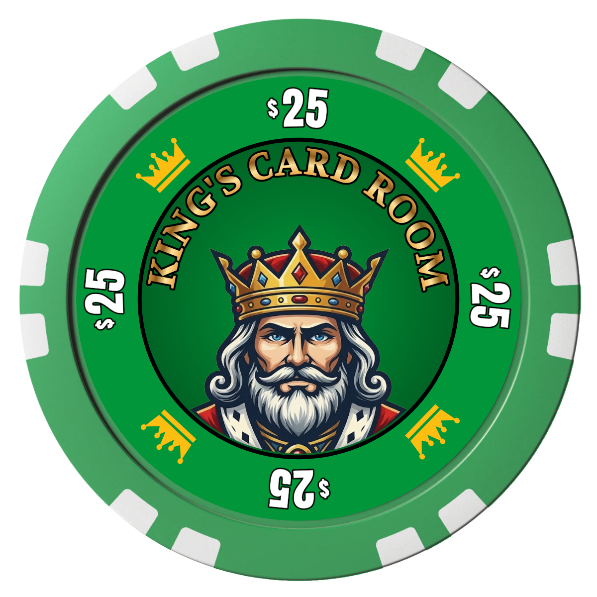 Kings Composite Poker Chips - Green / Double Stripe - Front