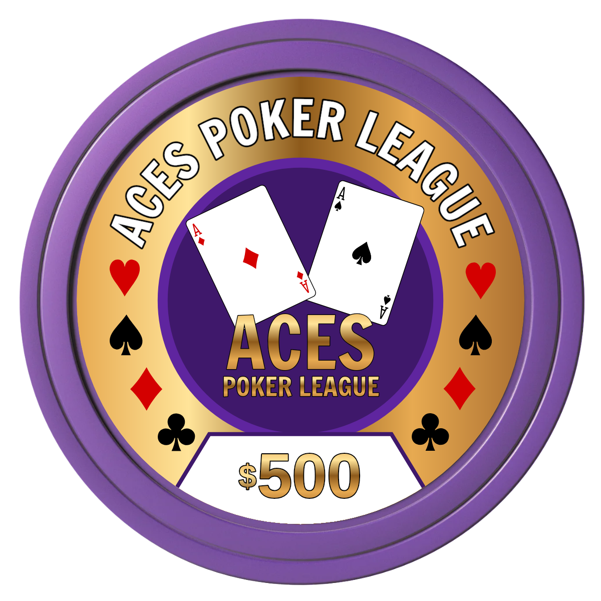 Aces Poker League Composite Poker Chips - Purple / Solid - Front