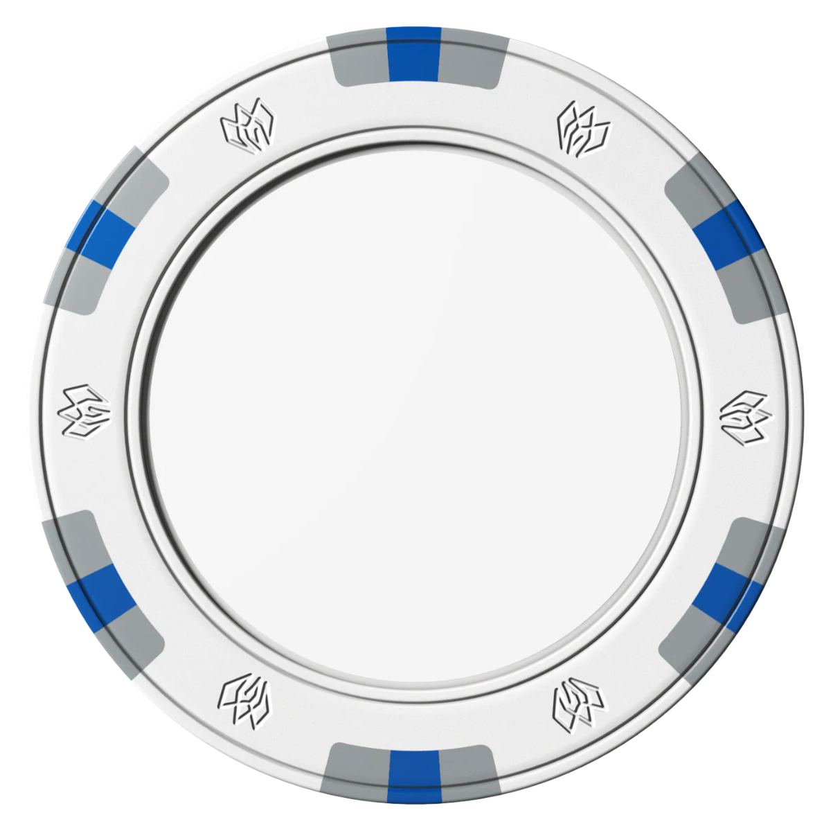 Create Your Own Clay Poker Chips - White / 6 Spot Gem / 43mm - Front