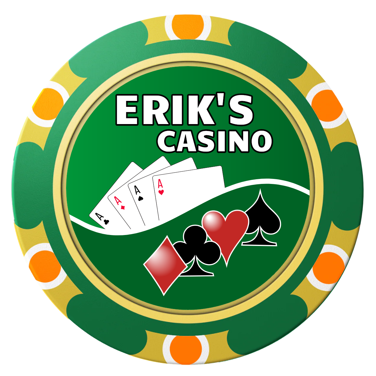 Erik's Casino Clay Poker Chips - Green / Monte Carlo / 40mm - Front