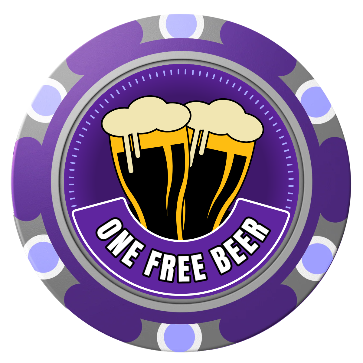 Double Pint 2 Clay Poker Chips - Purple / Monte Carlo / 40mm - Front