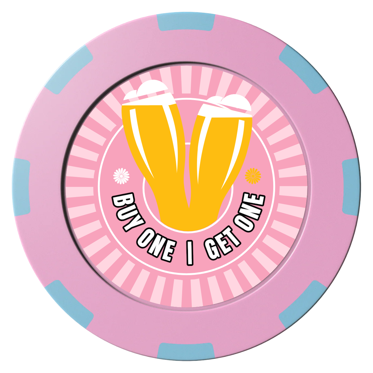 Double Pint Clay Poker Chips - Pink / 8 Spot (2 Tone) / 40mm - Front