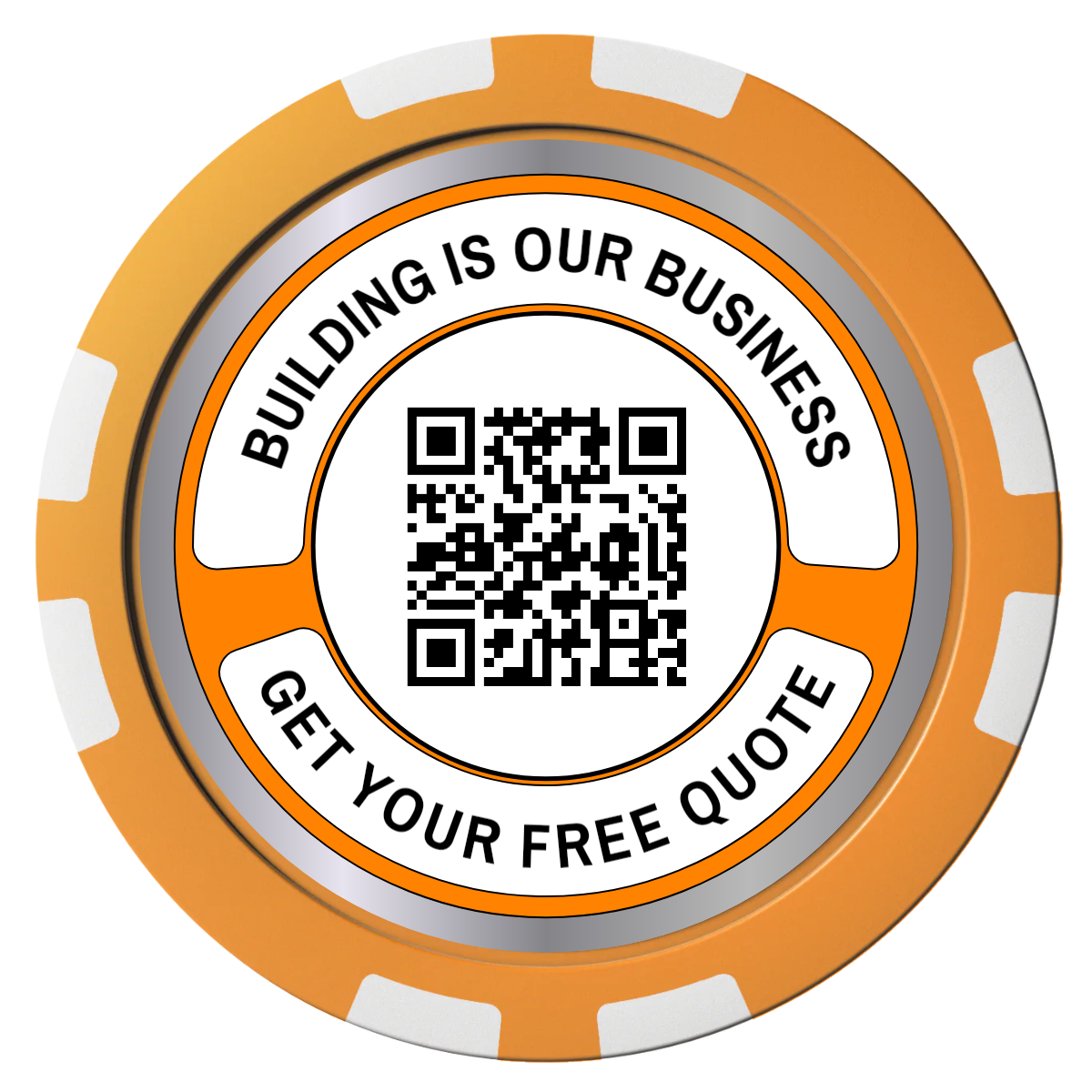 Acme Construction Composite Poker Chips - Orange / 8 Stripe - Front