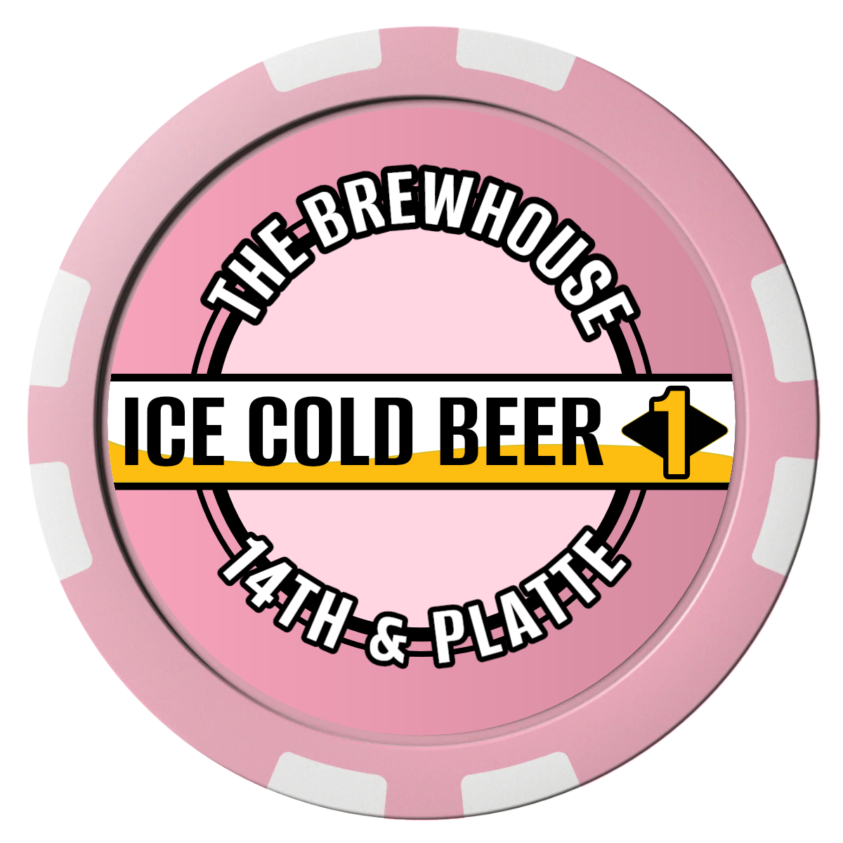 Ice Cold Beer Drink Token Composite Poker Chips - Pink / 8 Stripe - Front