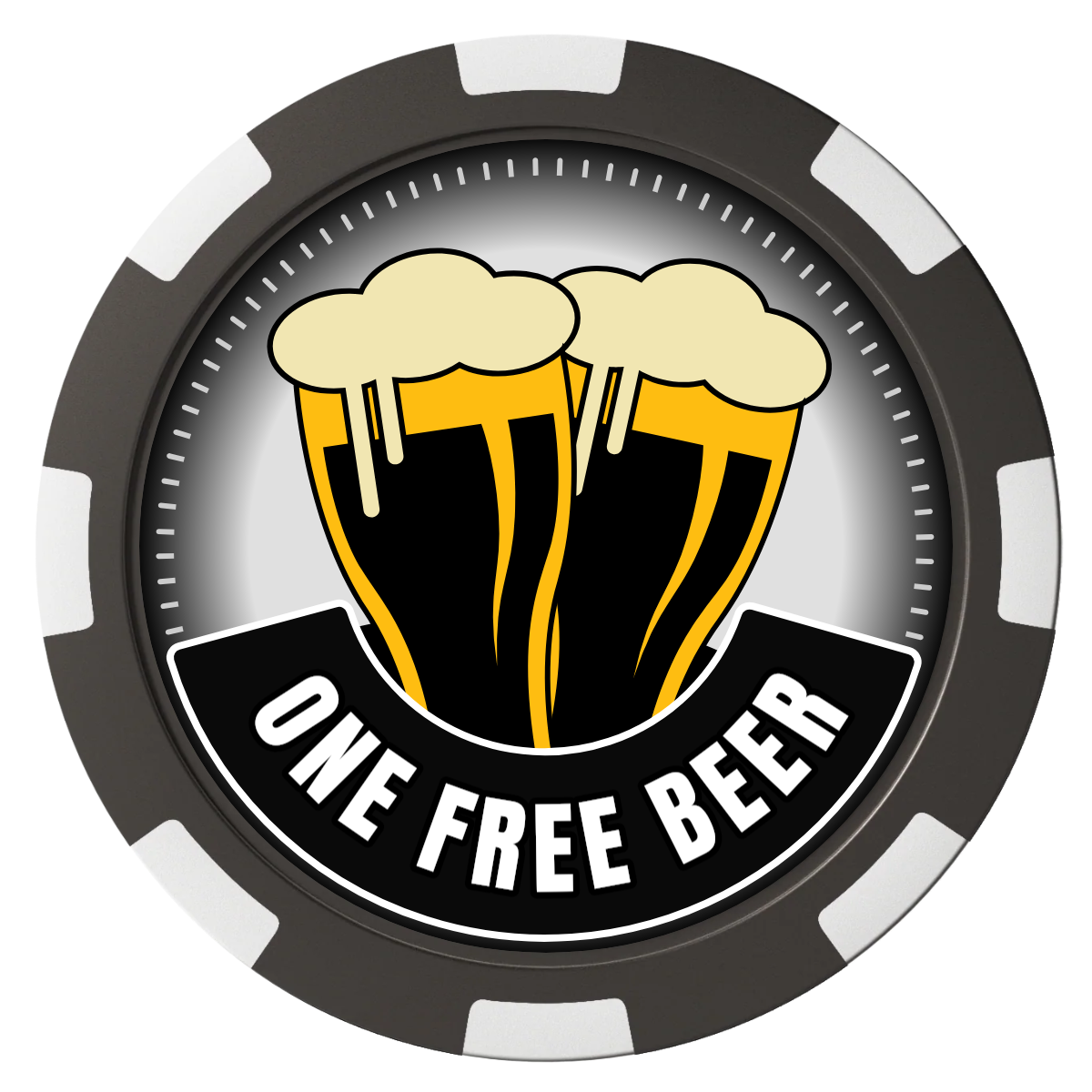 Double Pint 2 Composite Poker Chips - Black / 8 Spot - Front