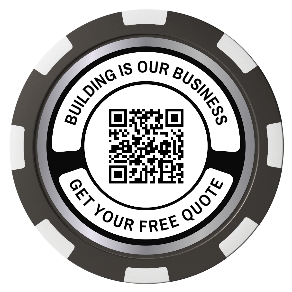 Acme Construction Composite Poker Chips - Black / 8 Spot - Front