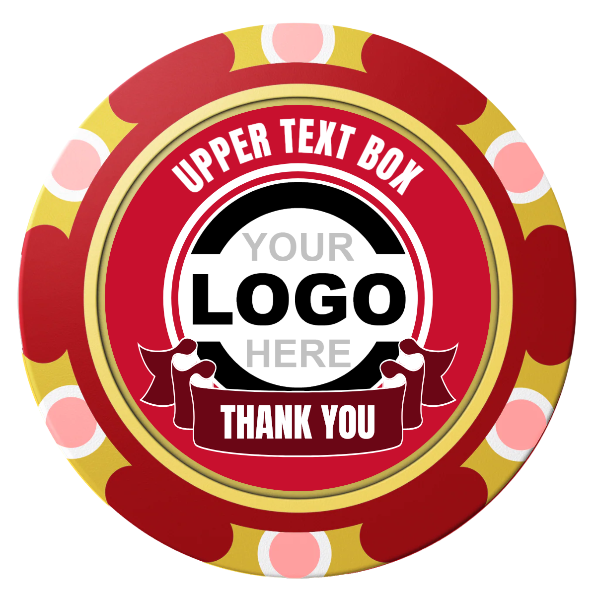 Lower Banner Clay Poker Chips - Red / Monte Carlo / 40mm - Front