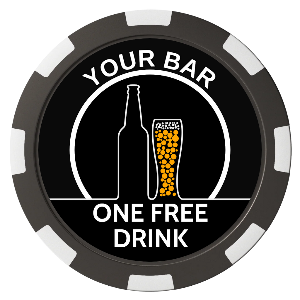 Beer and Glass Composite Poker Chips - Black / 8 Spot - Front