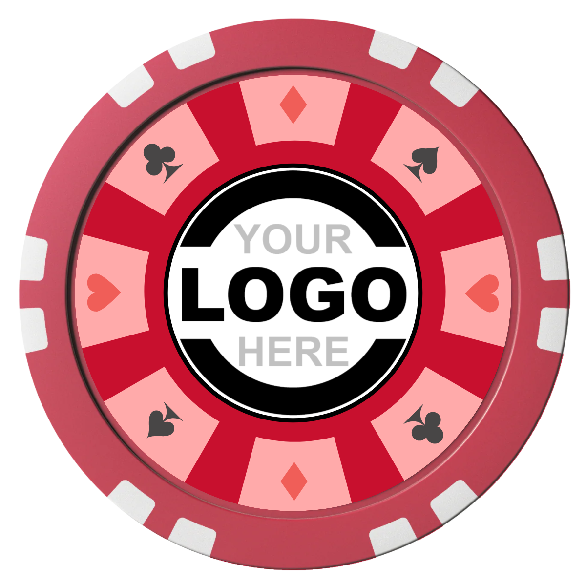 Suit 8 Your Logo Composite Poker Chips - Red / Double Stripe - Front