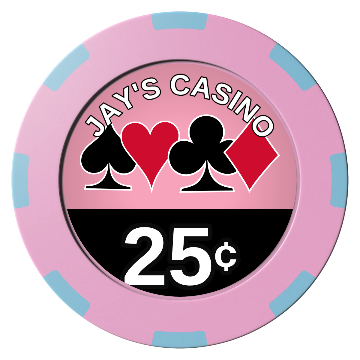 Jay's Casino Clay Poker Chips - Pink / 8 Spot (2 Tone) / 40mm - Front