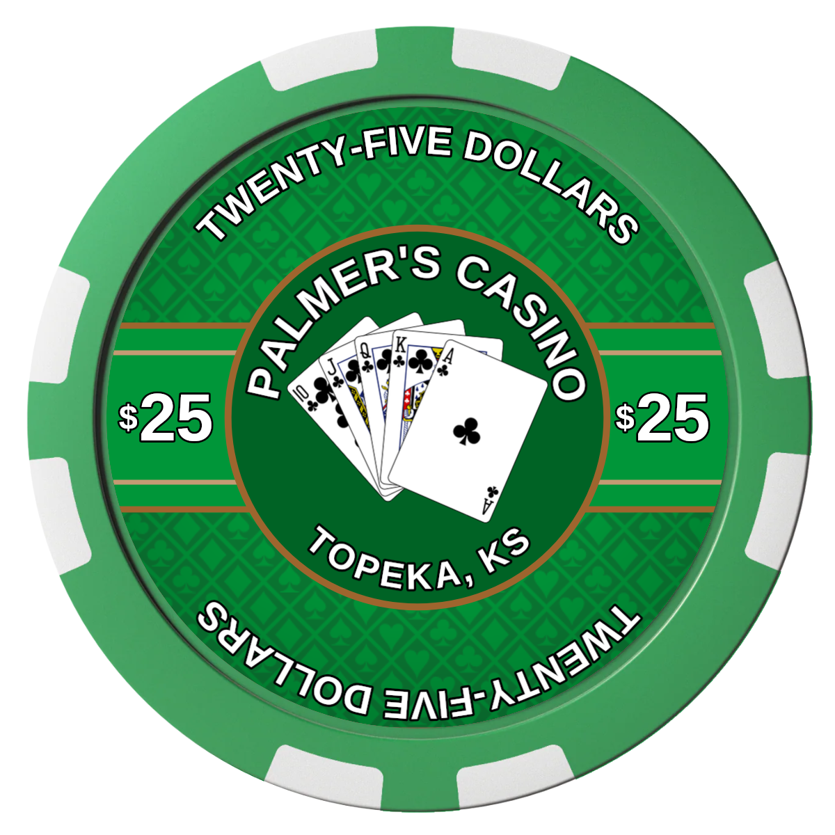 Palmer's Casino Composite Poker Chips - Green / 8 Stripe - Front