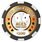 Aces Poker League Magnetic Composite Poker Chips - Black / 8 Spot - Back