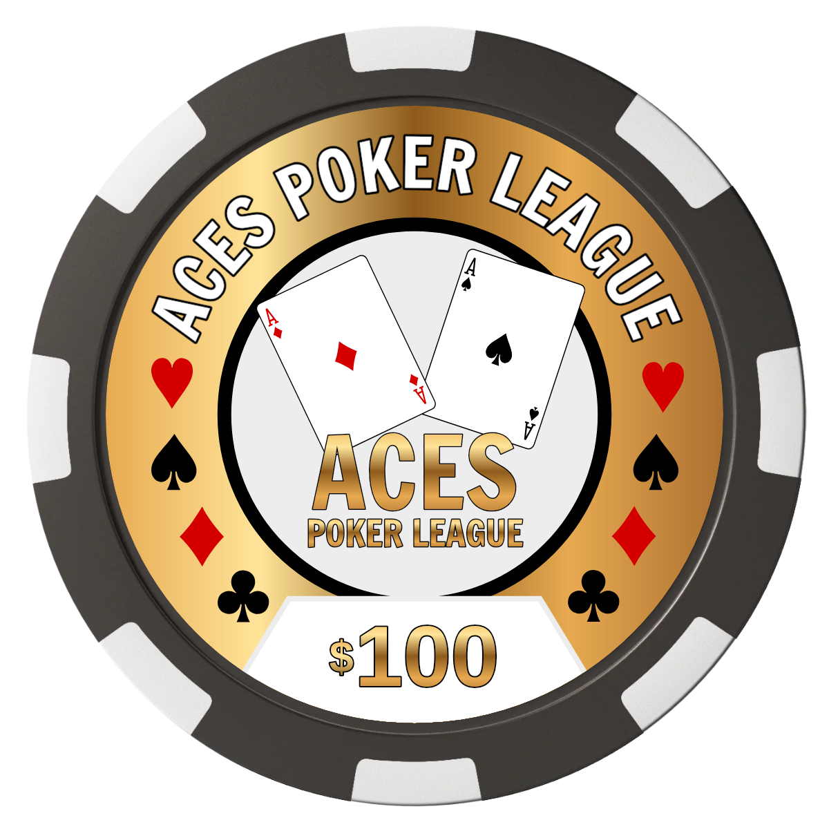 Aces Poker League Magnetic Composite Poker Chips - Black / 8 Spot - Back