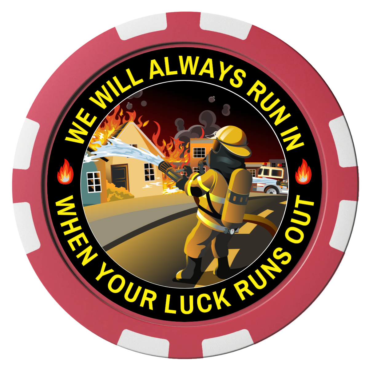 Firefighter Maltese Cross Composite Poker Chips - Red / 8 Stripe - Front