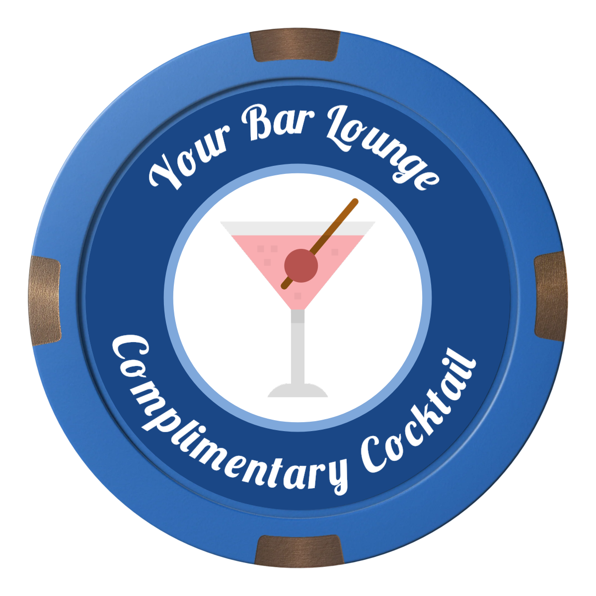 Fancy Drink Composite & Metal Hybrid Poker Chips - Blue - Front