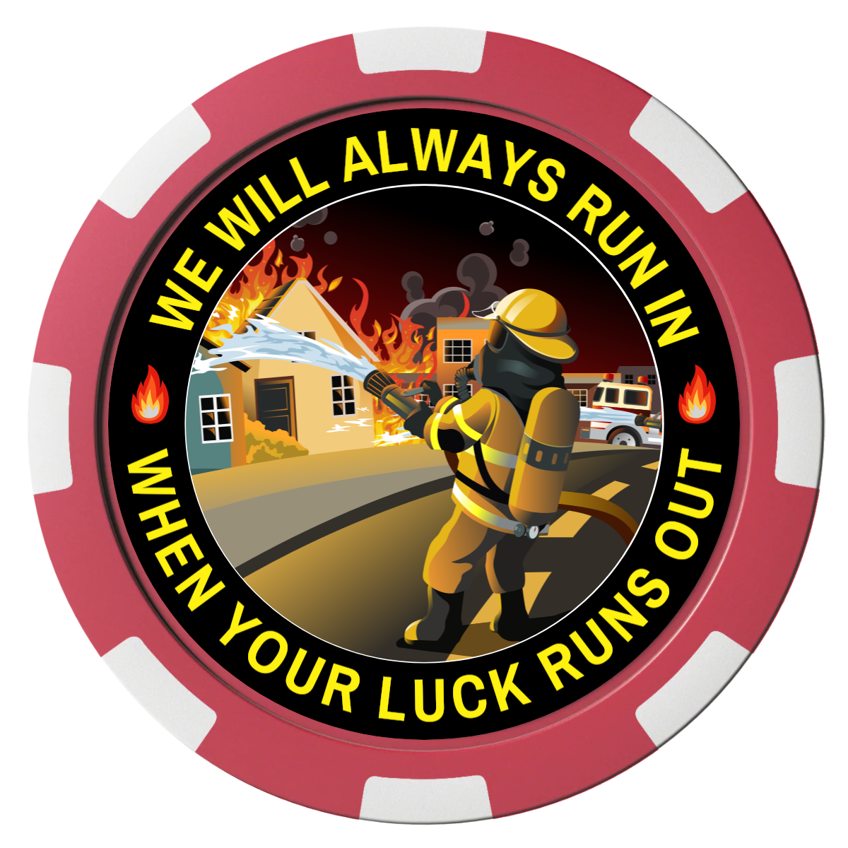 Firefighter Maltese Cross Composite Poker Chips - Red / 8 Spot - Front