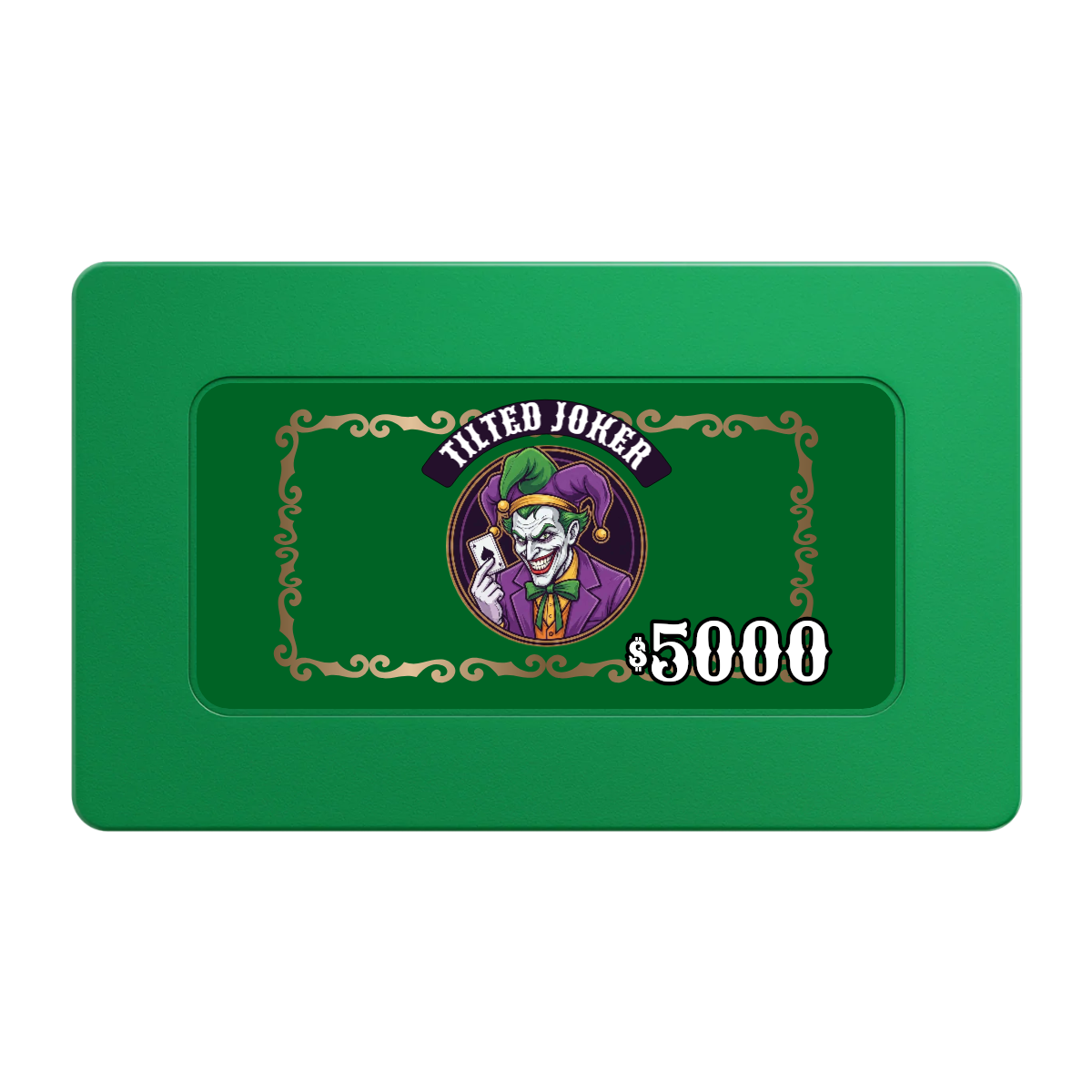 Tilted Joker Rectangular Poker Chip Plaques - Green - Back