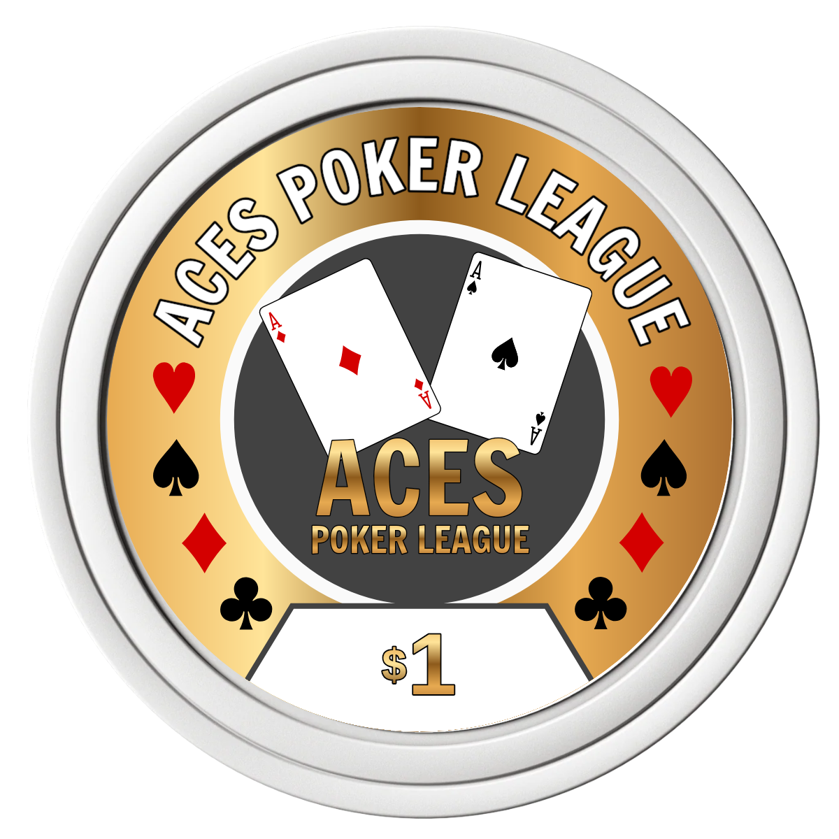 Aces Poker League Composite Poker Chips - White / Solid - Front