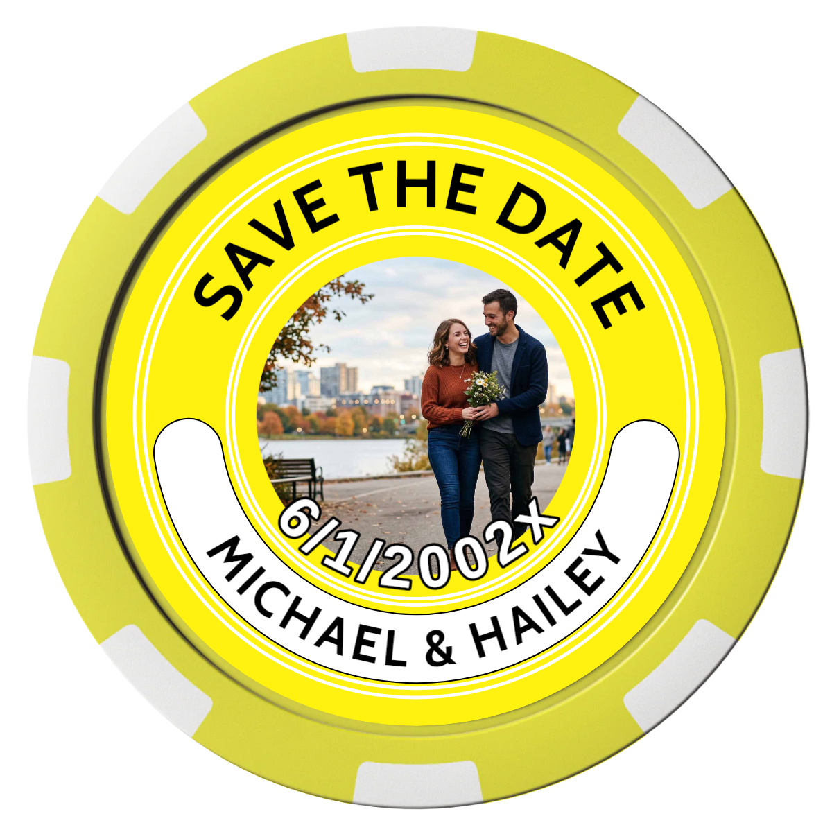 Save the Date Photo QR Code Composite Poker Chips - Yellow / 8 Spot - Front