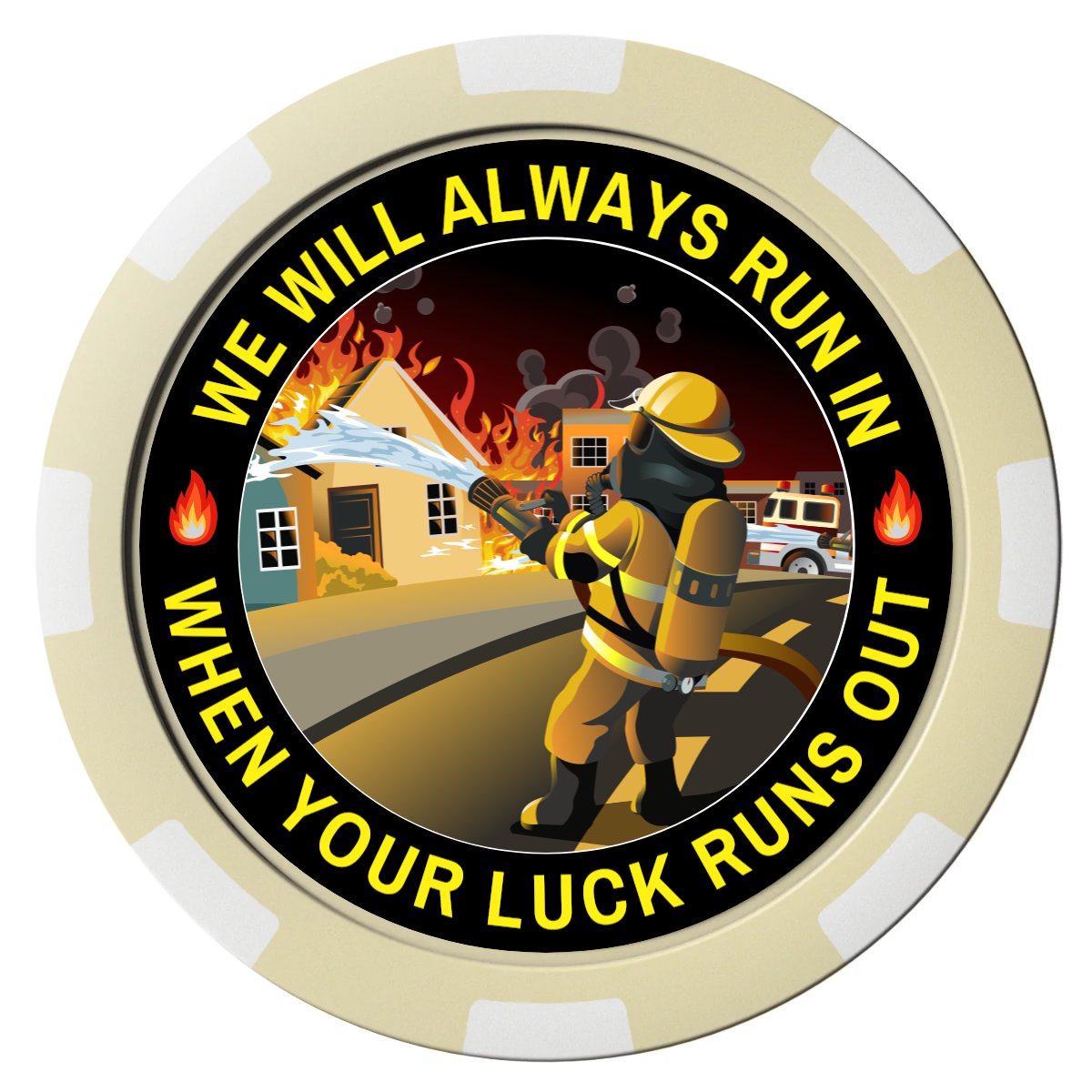 Firefighter Maltese Cross Magnetic Composite Poker Chips - Ivory / 8 Spot - Front