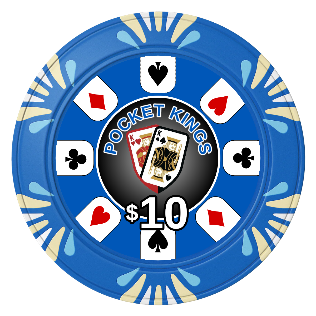 Pocket Kings Clay Poker Chips - Blue / Macau / 40mm - Back