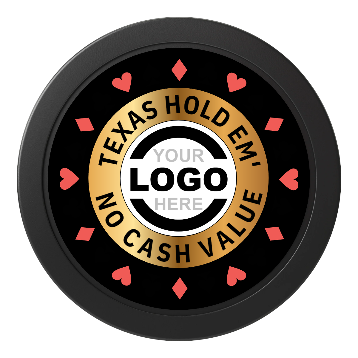 Texas Hold Em' 2" Oversized Poker Chips - Black - Front