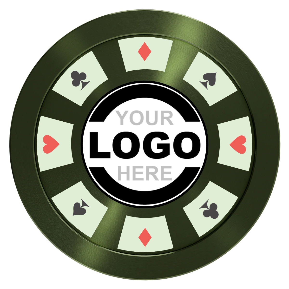 Suit 8 Your Logo Aluminum Poker Chips - Green - Front