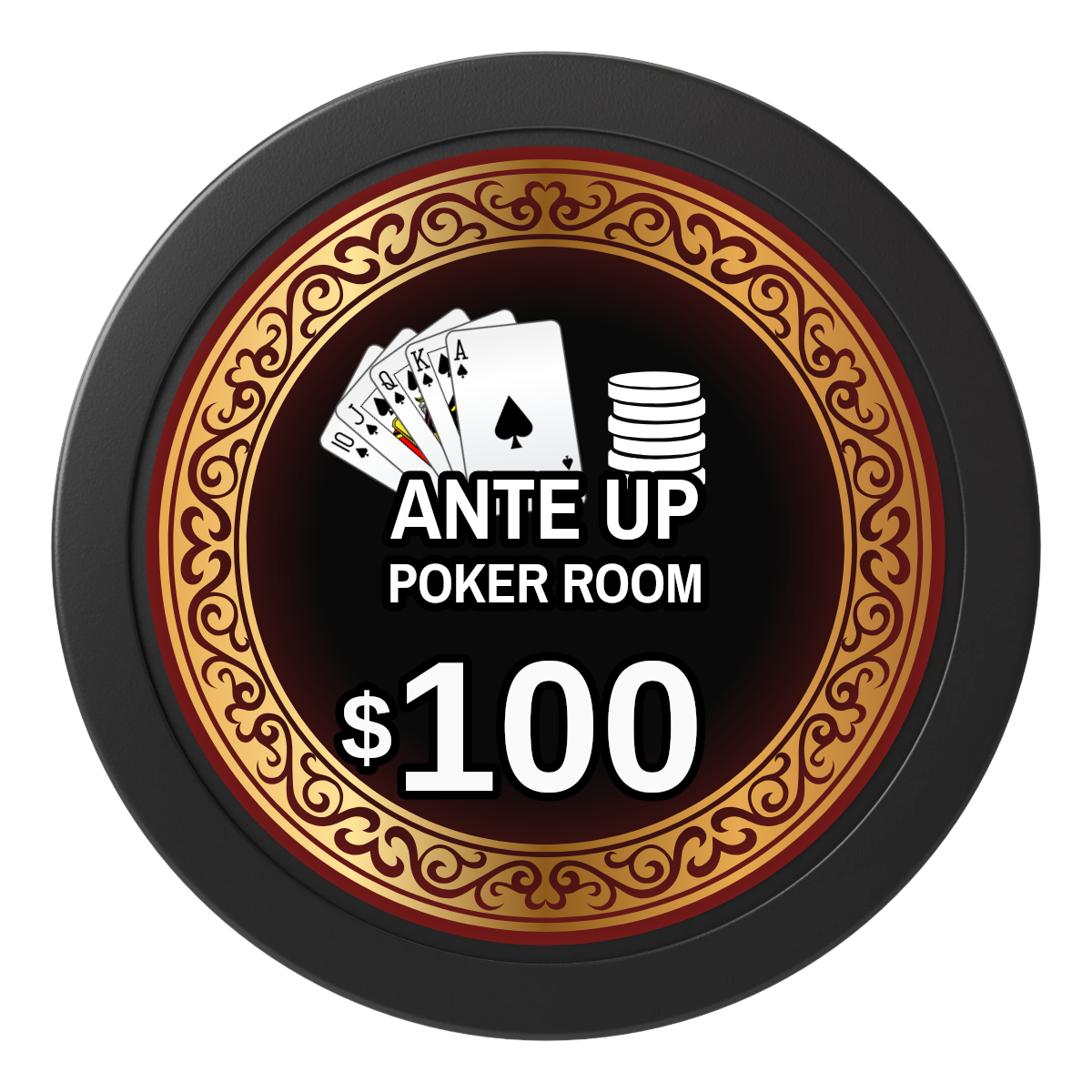 Ante Up Poker Room 2" Oversized Poker Chips - Black - Back
