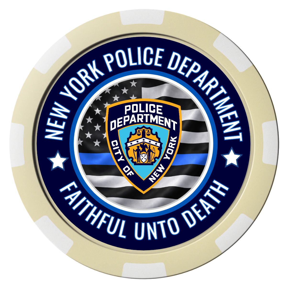 NYPD Safe and Fair Magnetic Composite Poker Chips - Ivory / 8 Spot - Front