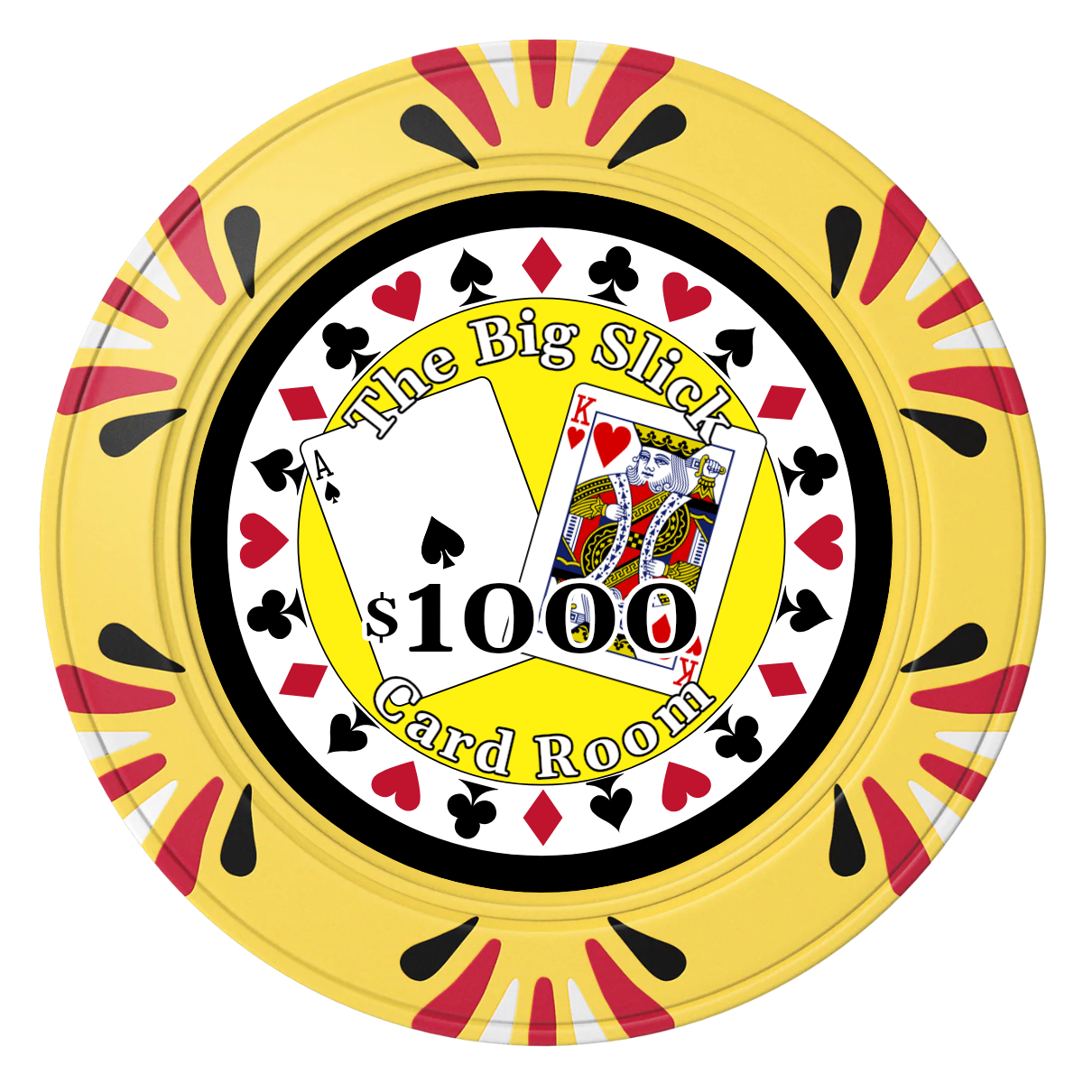 AK Big Slick Clay Poker Chips - Yellow / Macau / 40mm - Front