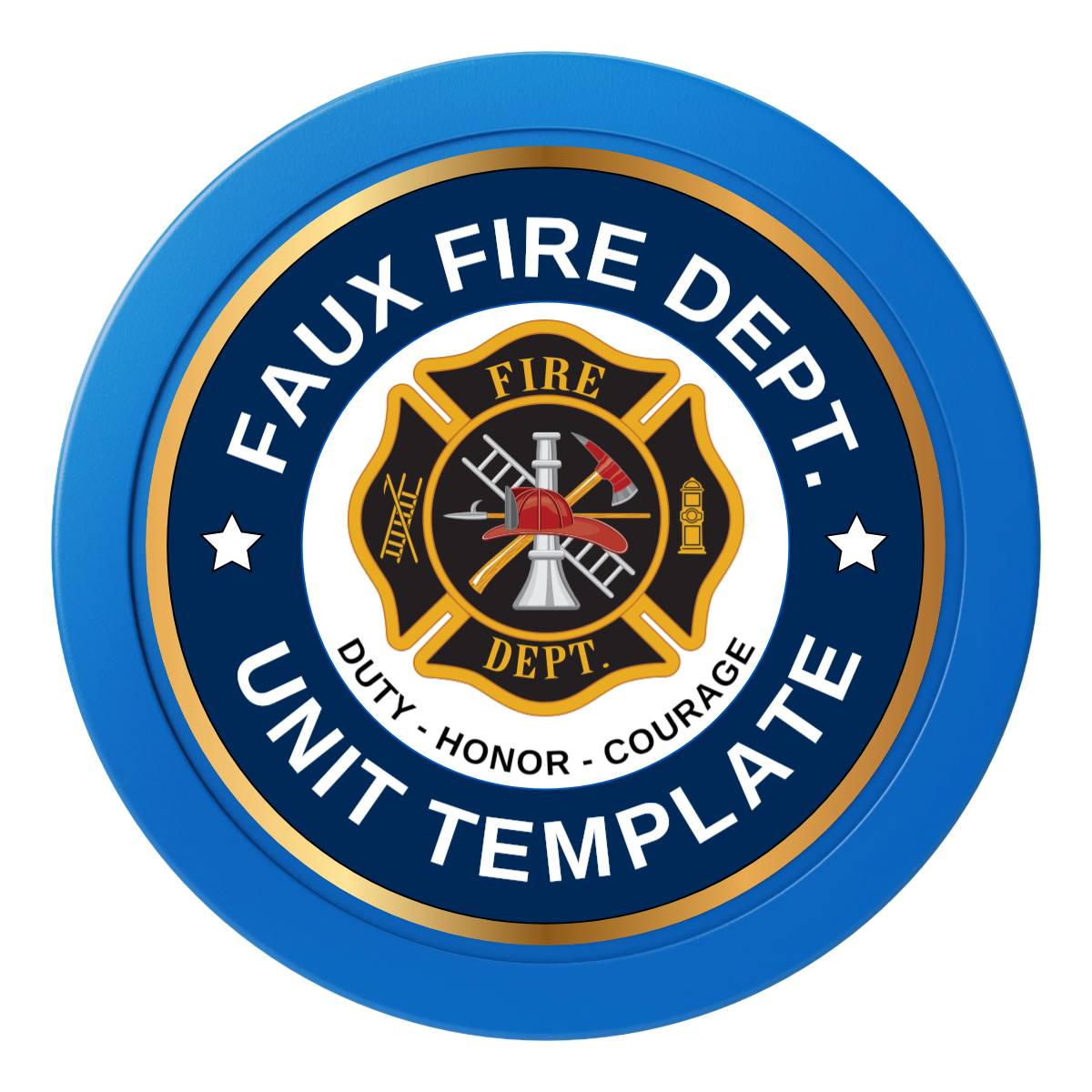 Faux Fire Dept. #01 2" Oversized Poker Chips - Blue - Back