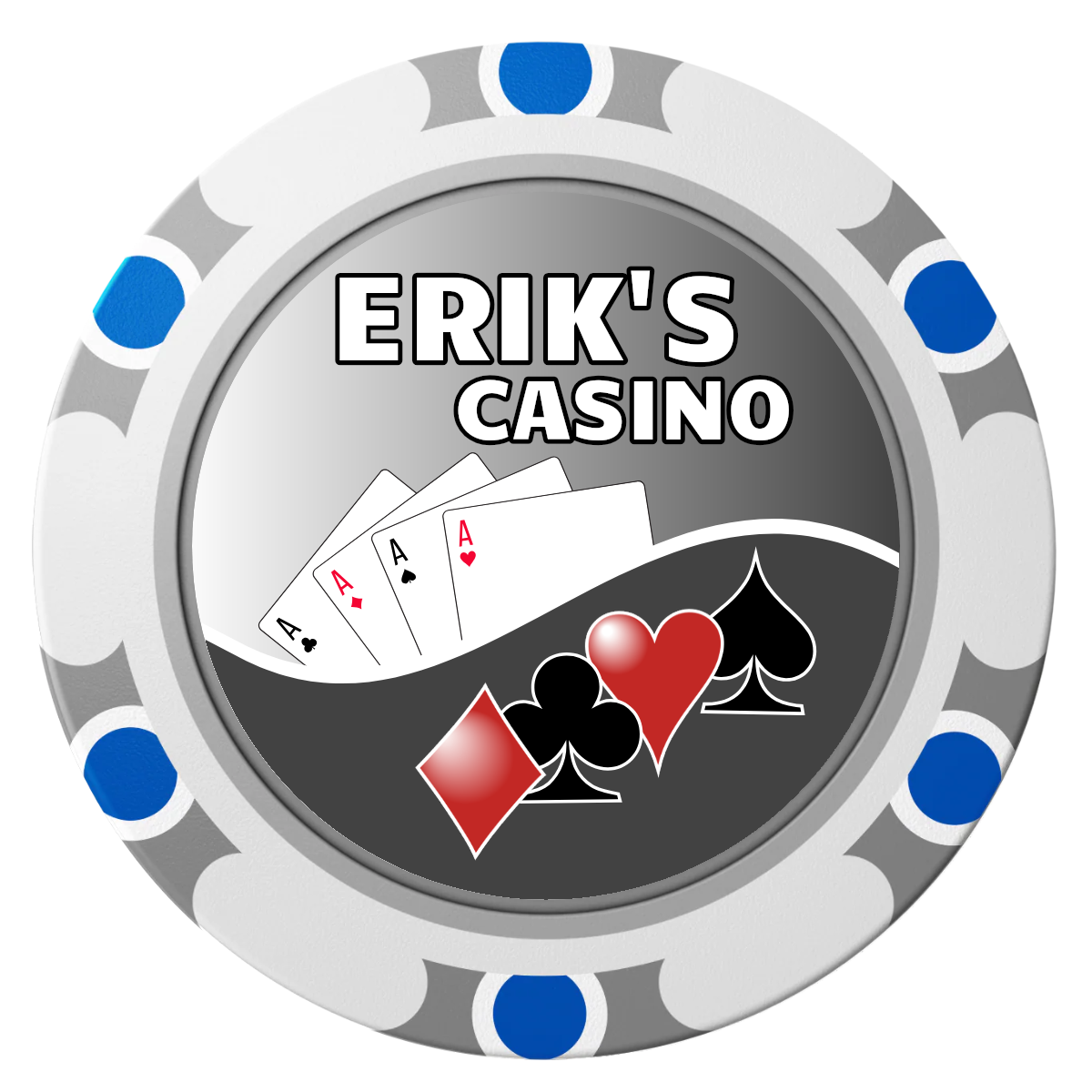 Erik's Casino Clay Poker Chips - White / Monte Carlo / 40mm - Front