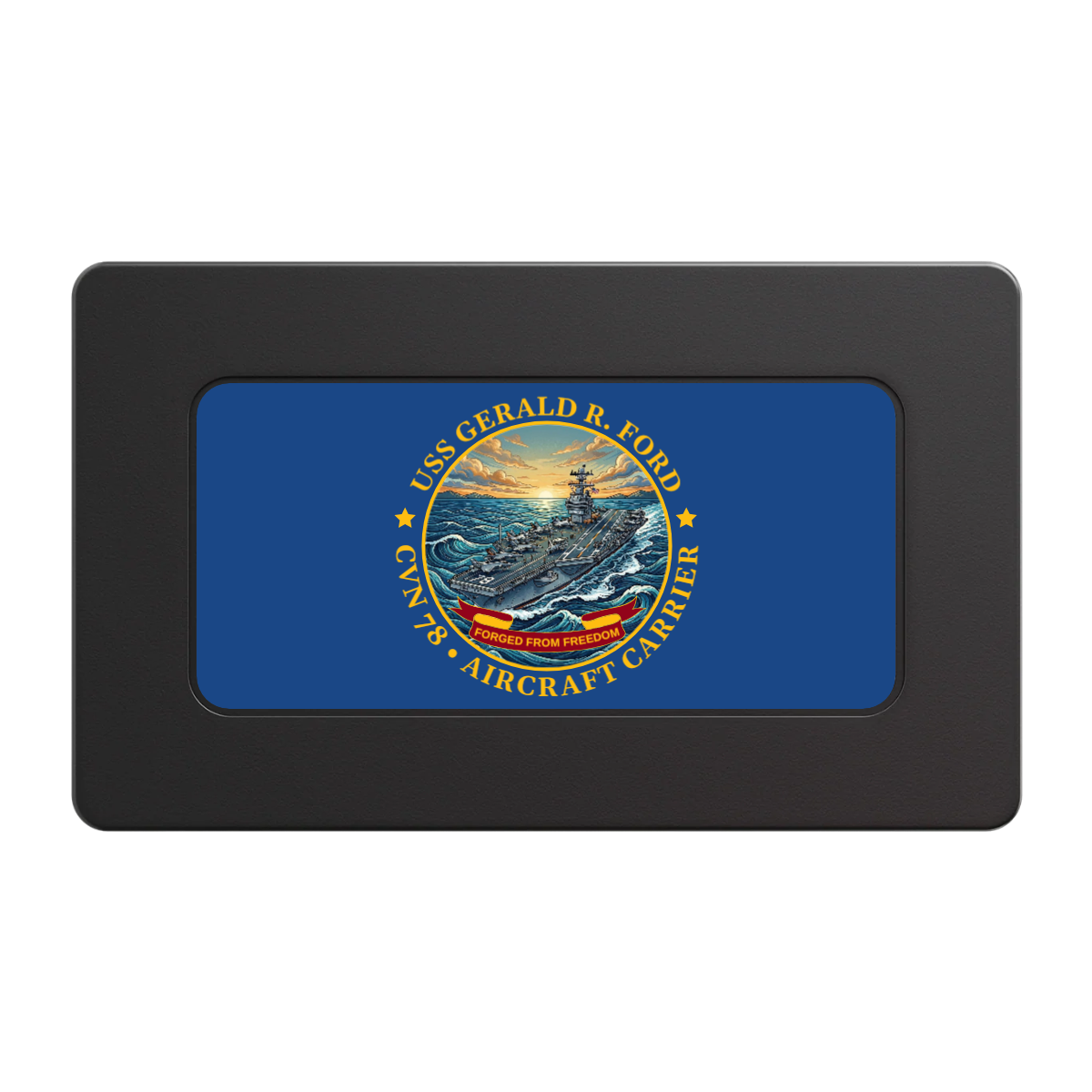 Navy USS Gerald Ford Rectangular Poker Chip Plaques - Black - Front