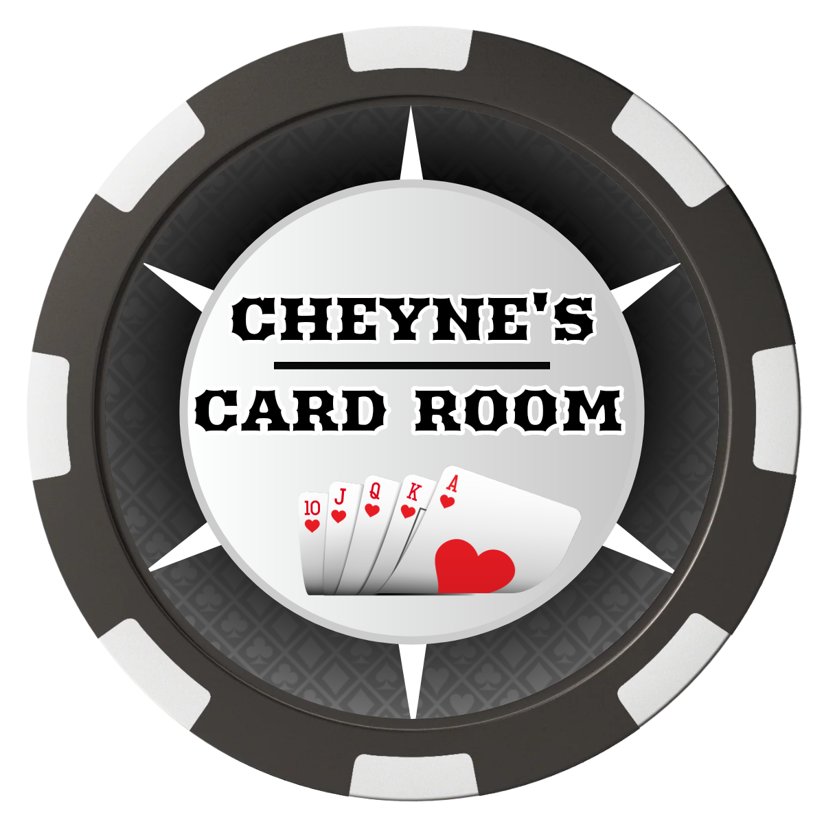 Cheyne's Card Room Composite Poker Chips - Black / 8 Spot - Front