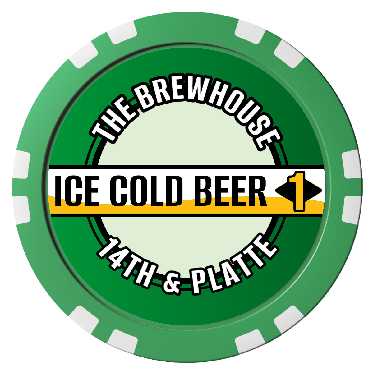 Ice Cold Beer Drink Token Composite Poker Chips - Green / Double Stripe - Front