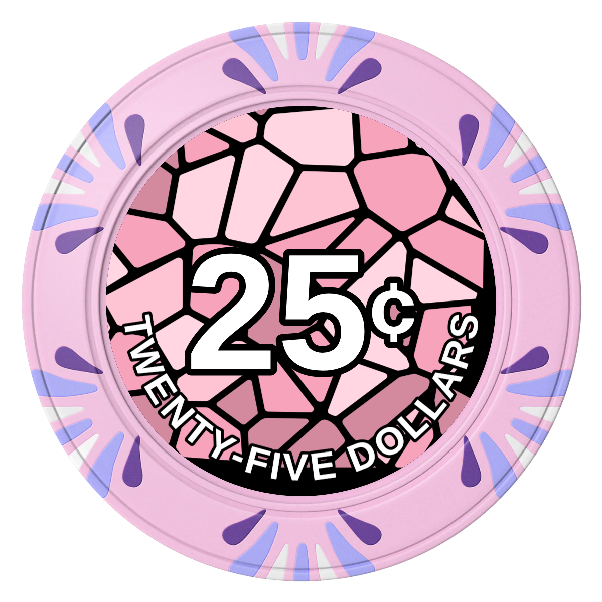 Stained Glass Clay Poker Chips - Pink / Macau / 40mm - Front