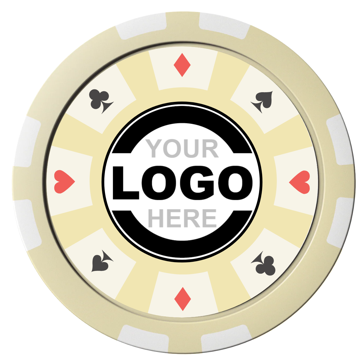 Suit 8 Your Logo Composite Poker Chips - Ivory / 8 Stripe - Front