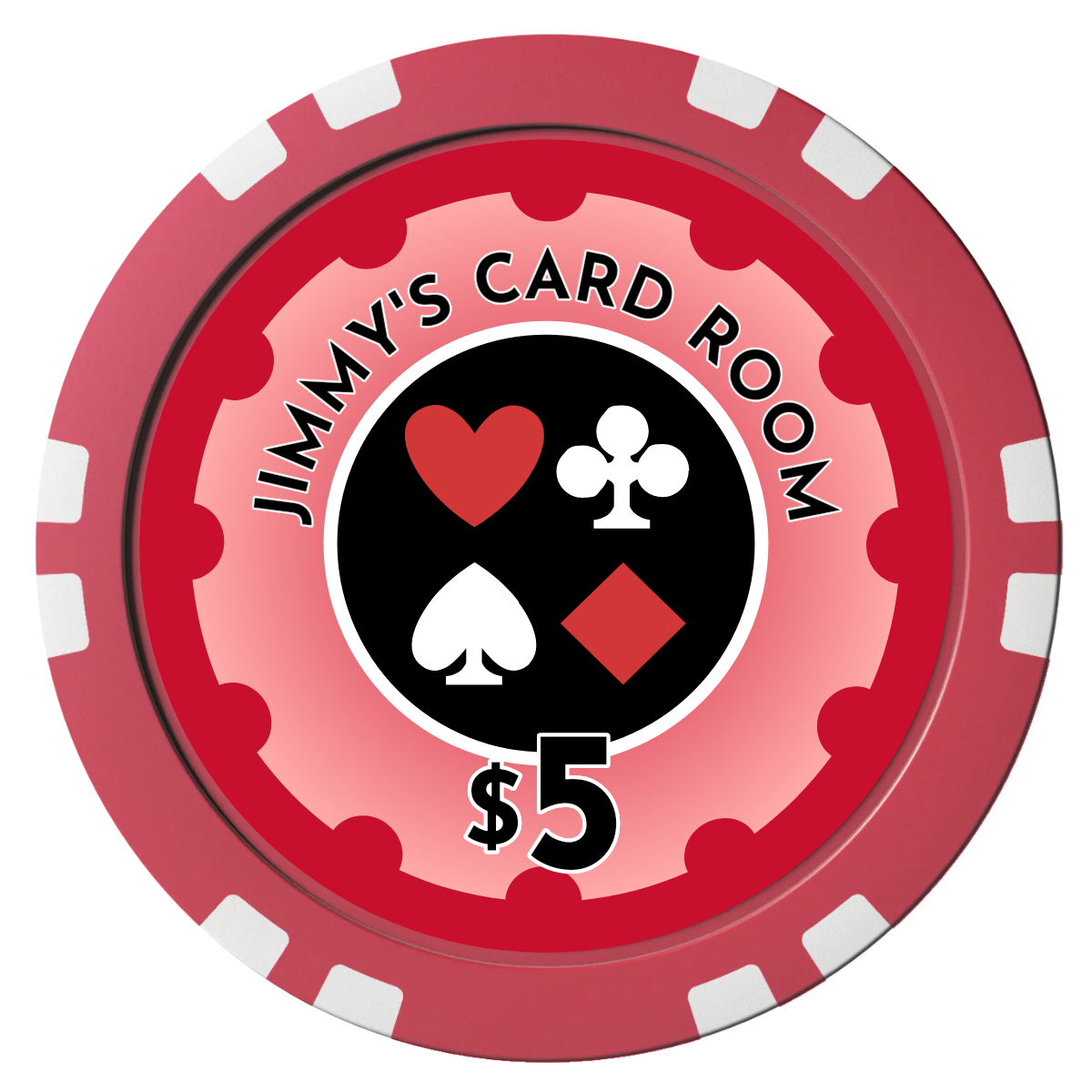 Your Four Suits Composite Poker Chips - Red / Double Stripe - Front