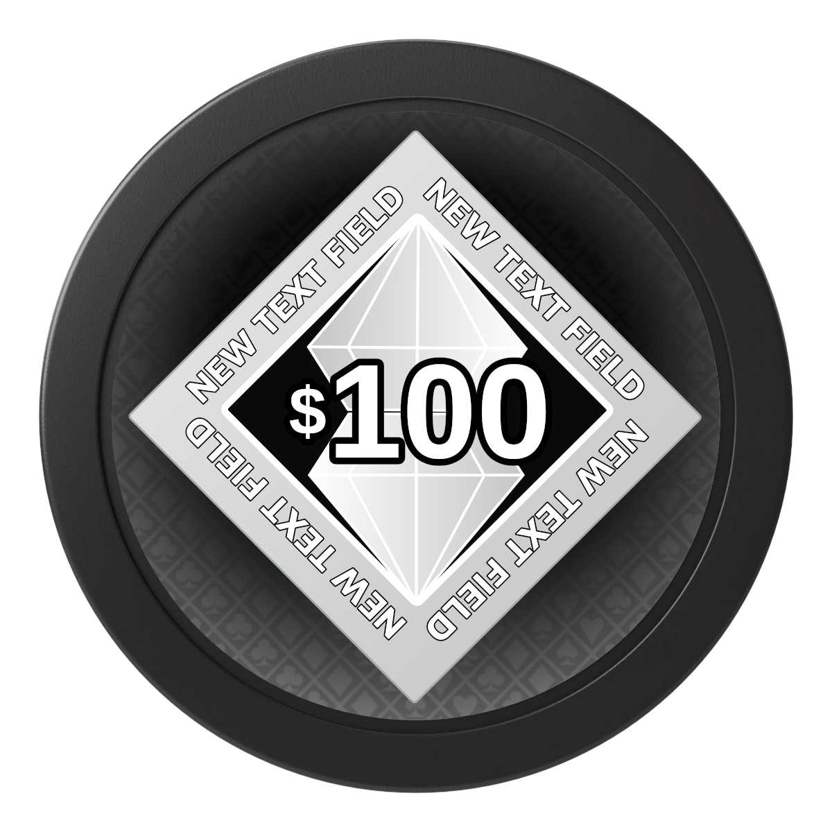 Diamond in the Rough 2" Oversized Poker Chips - Black - Back
