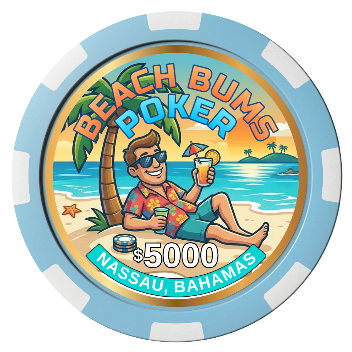 Sandy's Casino Composite Poker Chips - Light Blue / 8 Spot - Front