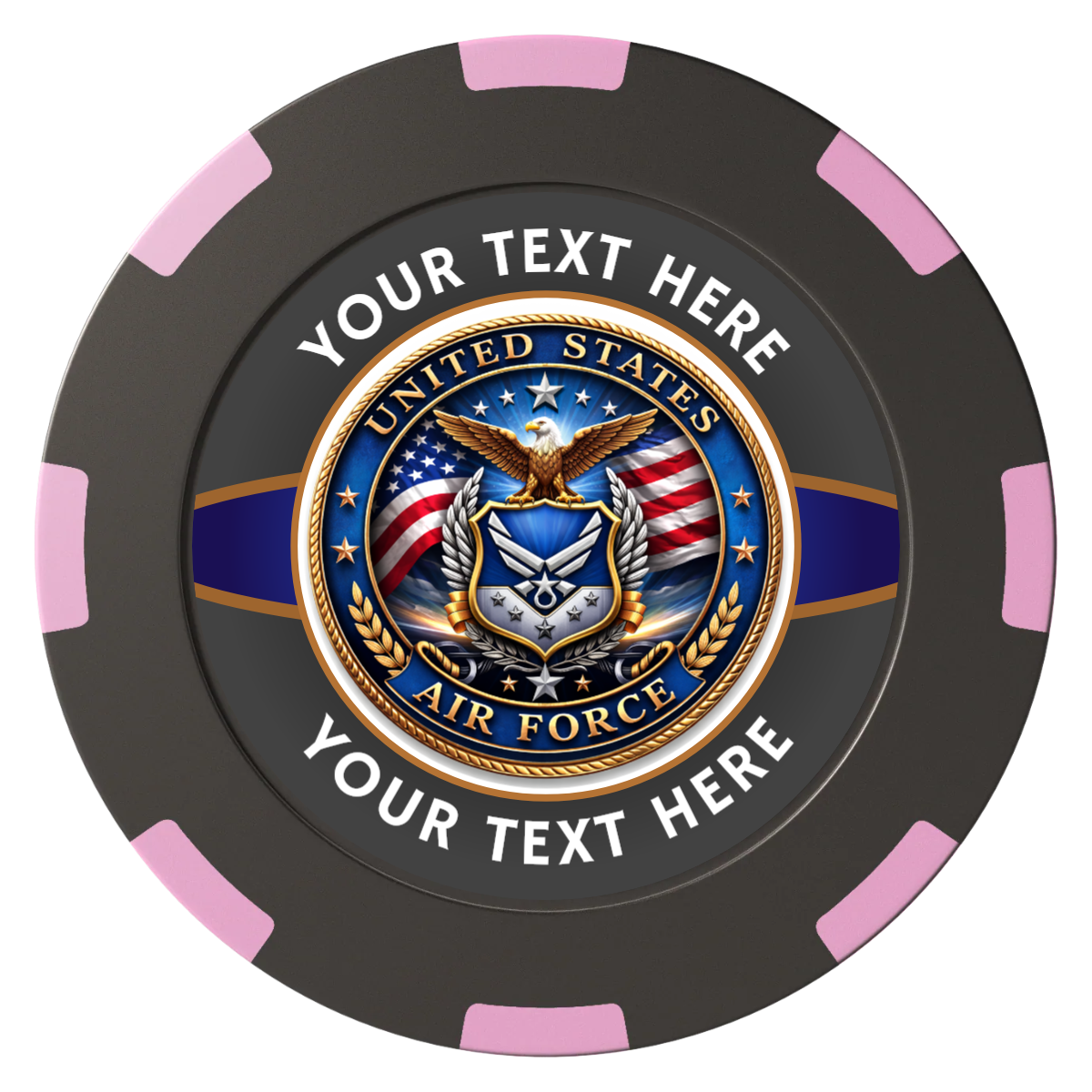 Air Force Clay Poker Chips - Black / 8 Spot (2 Tone) / 40mm - Front