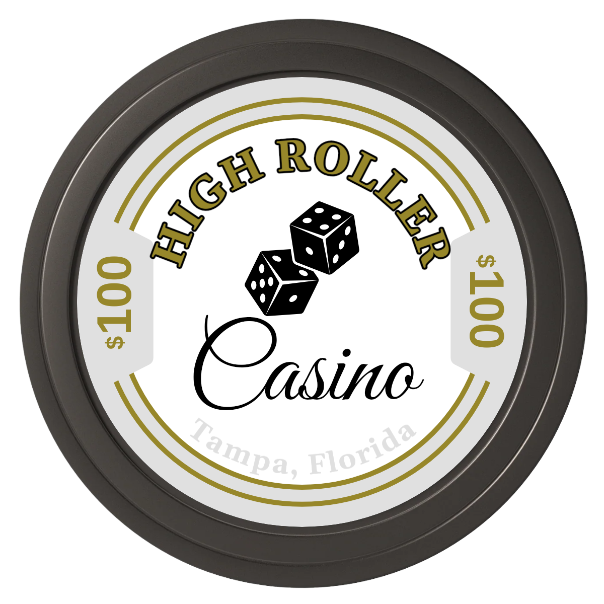 High Roller Casino Composite Poker Chips - Black / Solid - Front