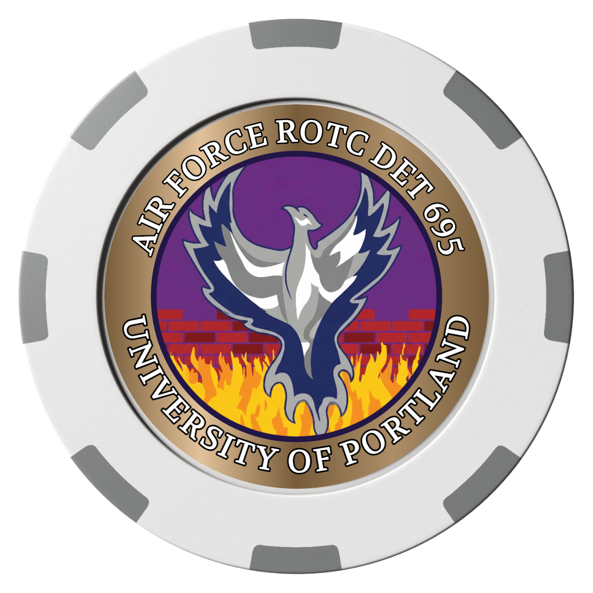 Air Force ROTC Det 695 Clay Poker Chips - White / 8 Spot (2 Tone) / 40mm - Front