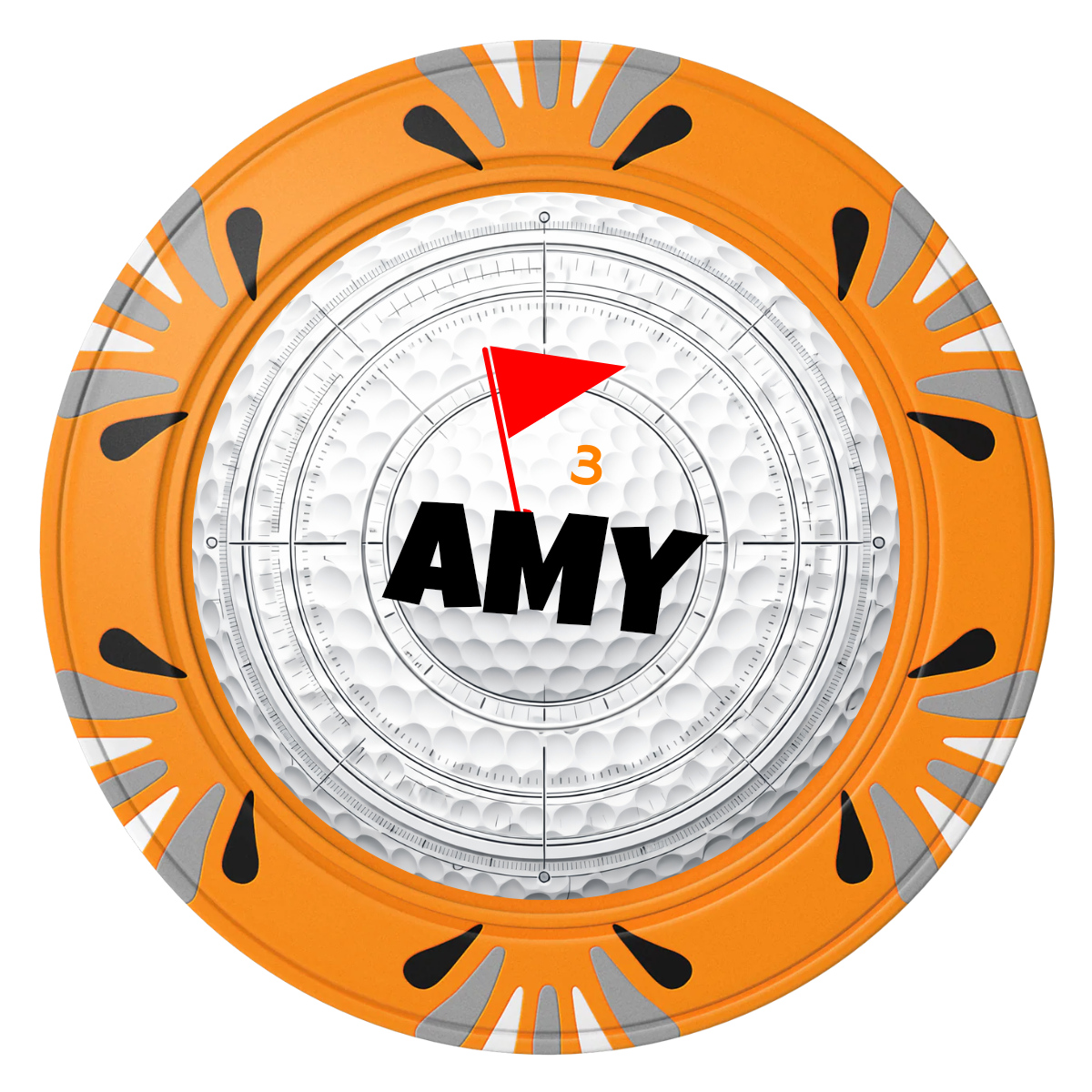Ball Marcus Jr. Clay Poker Chips - Orange / Macau / 40mm - Front