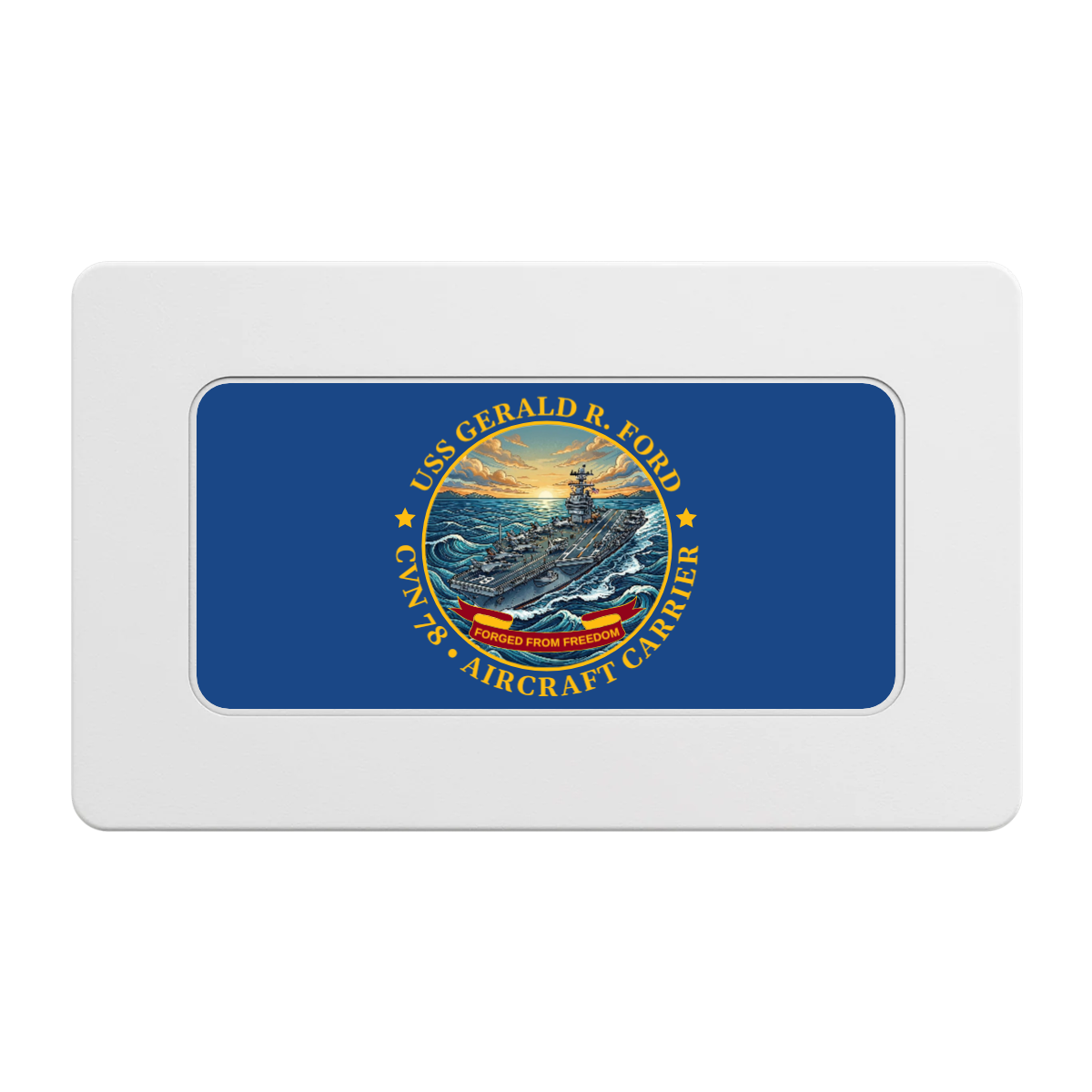 Navy USS Gerald Ford Rectangular Poker Chip Plaques - White - Front
