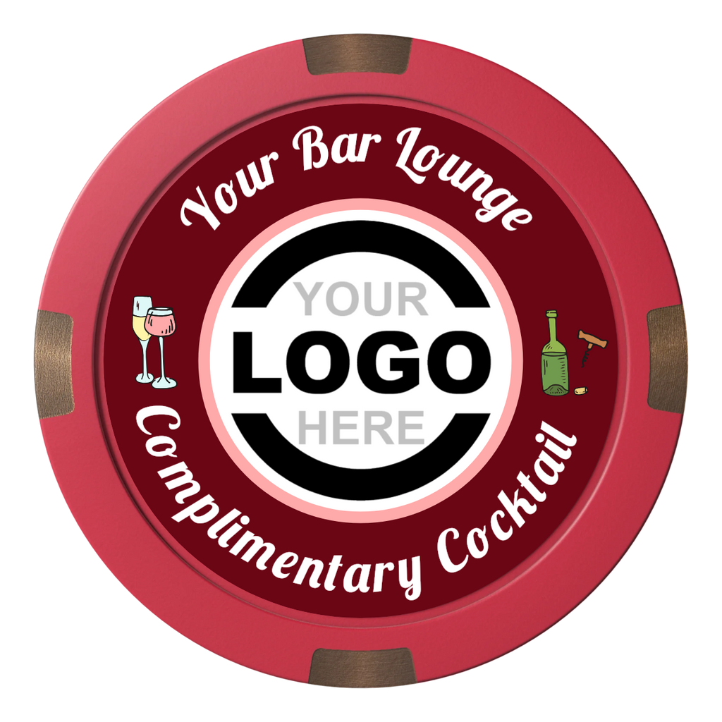 Fancy Drink Composite & Metal Hybrid Poker Chips - Red - Back