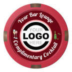 Fancy Drink Composite & Metal Hybrid Poker Chips - Red - Back